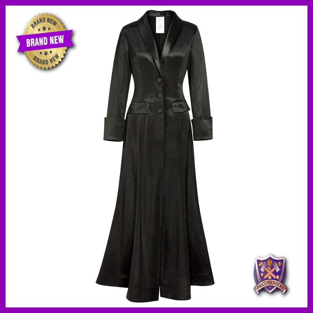 Satin Maxi Coat Elegant Chic Long Sleeve Button Front Casual Jacket